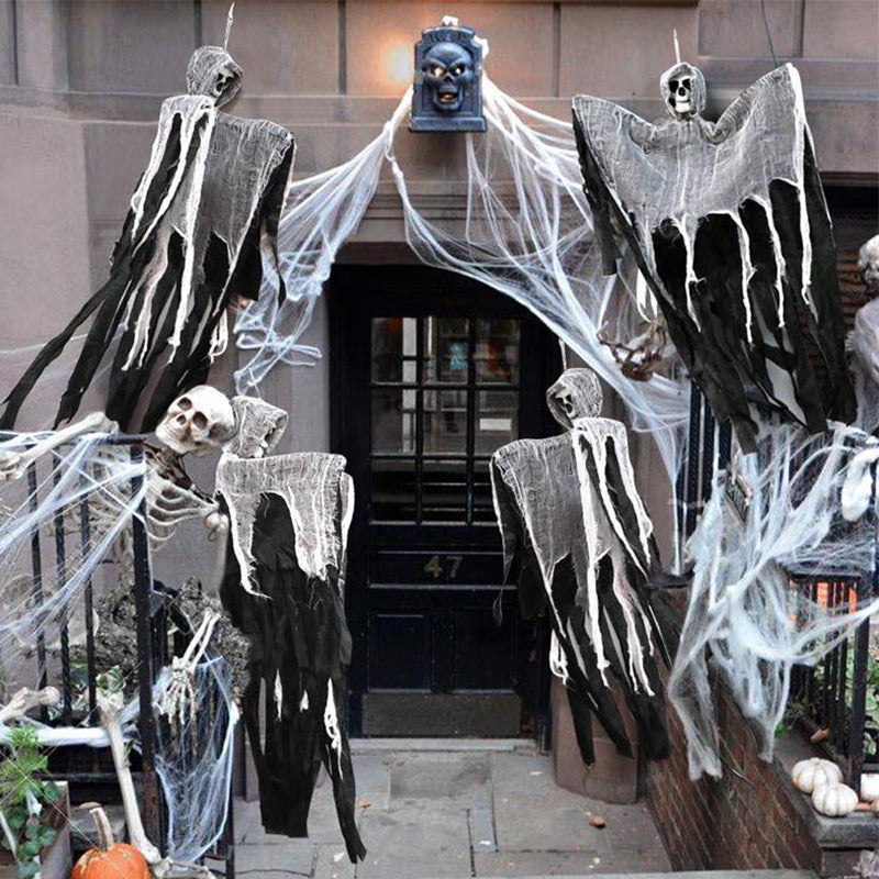 Skull Gauze Door Hanging Decoration
Halloween decoration
Spooky decor
Adjustable arms
Poseable of