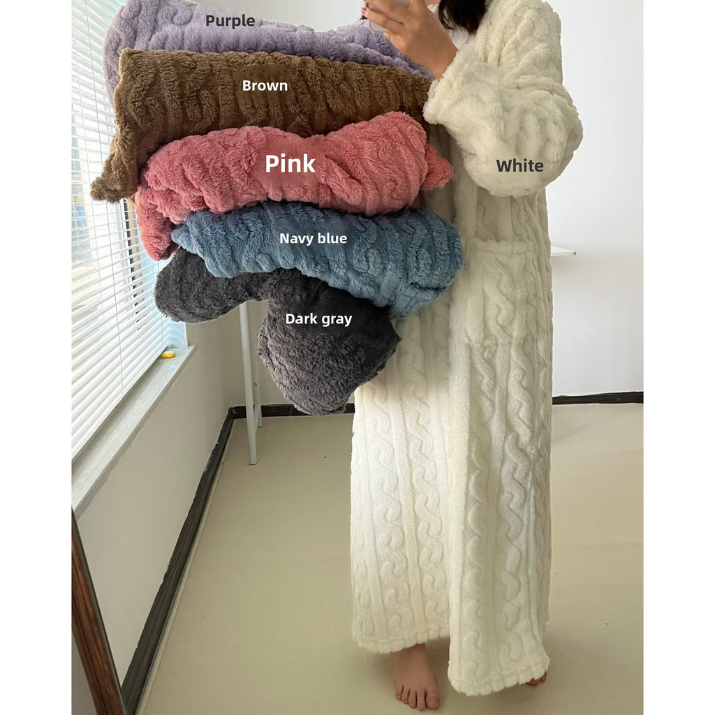 Women's Fleece-Lined Coral Velvet Nightgown for Winter