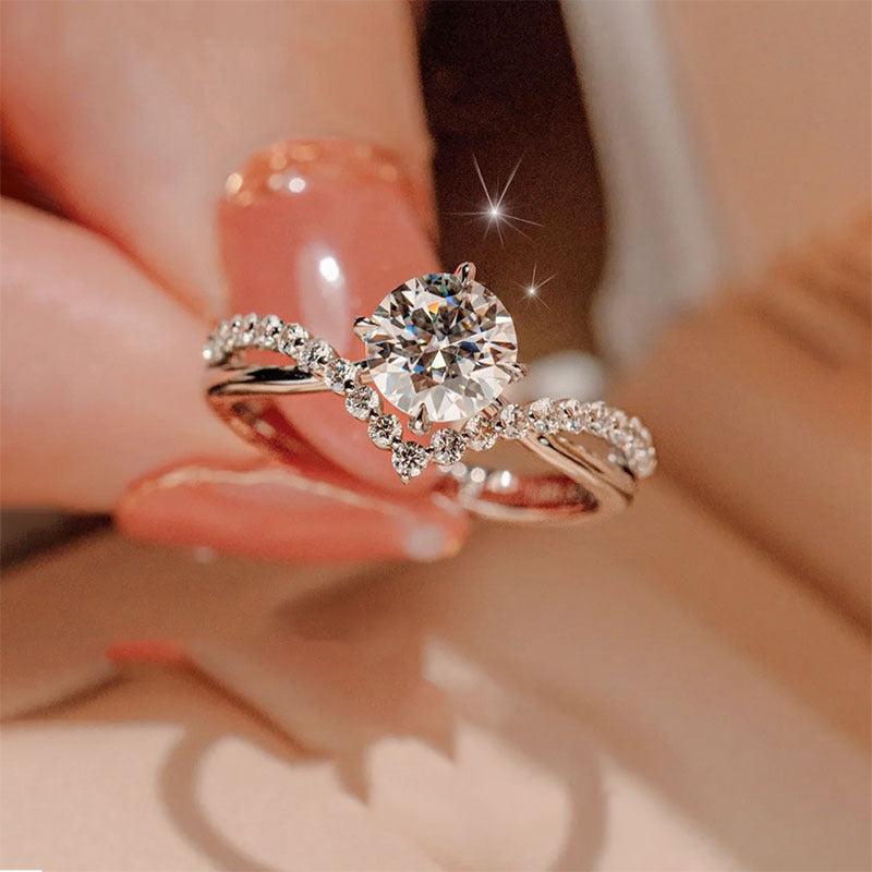 Classic Six-Claw Moissanite Diamond Ring
                           White Gold Finish  Diamond Accent Ring  Elegant Jewelry  Women?s Ring  Men?s Ring  U Shaped Ring  Electroplated Ring  Luxury Jewelry  Timeless Design  Sparkling Ring