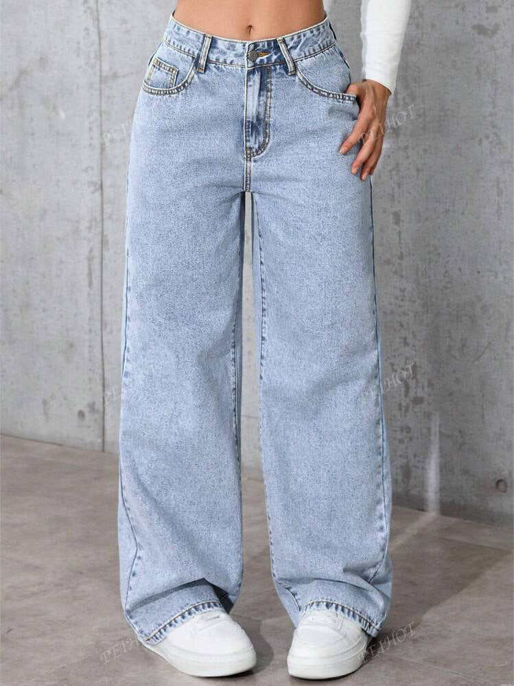 Women's High Waist Straight Leg Jeans