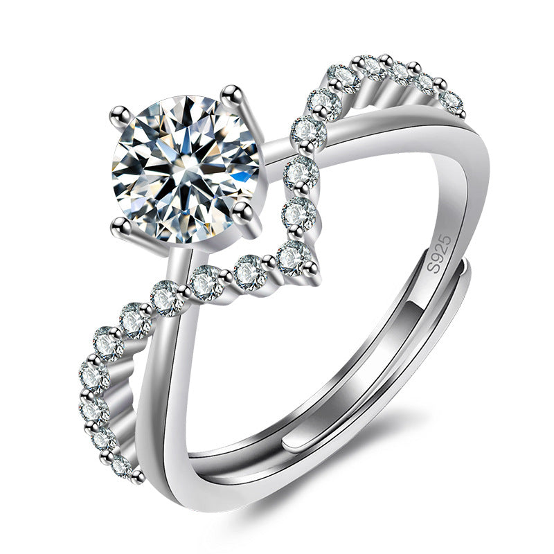 Classic Six-Claw Moissanite Diamond Ring
                           White Gold Finish  Diamond Accent Ring  Elegant Jewelry  Women?s Ring  Men?s Ring  U Shaped Ring  Electroplated Ring  Luxury Jewelry  Timeless Design  Sparkling Ring